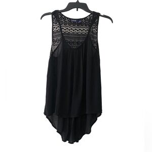 Black High-Low Racerback Crochet Top- Medium